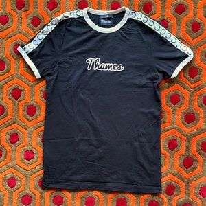 MAKE OFFER! Fred Perry Thames Black Tee t-shirt White Trim Men's Small